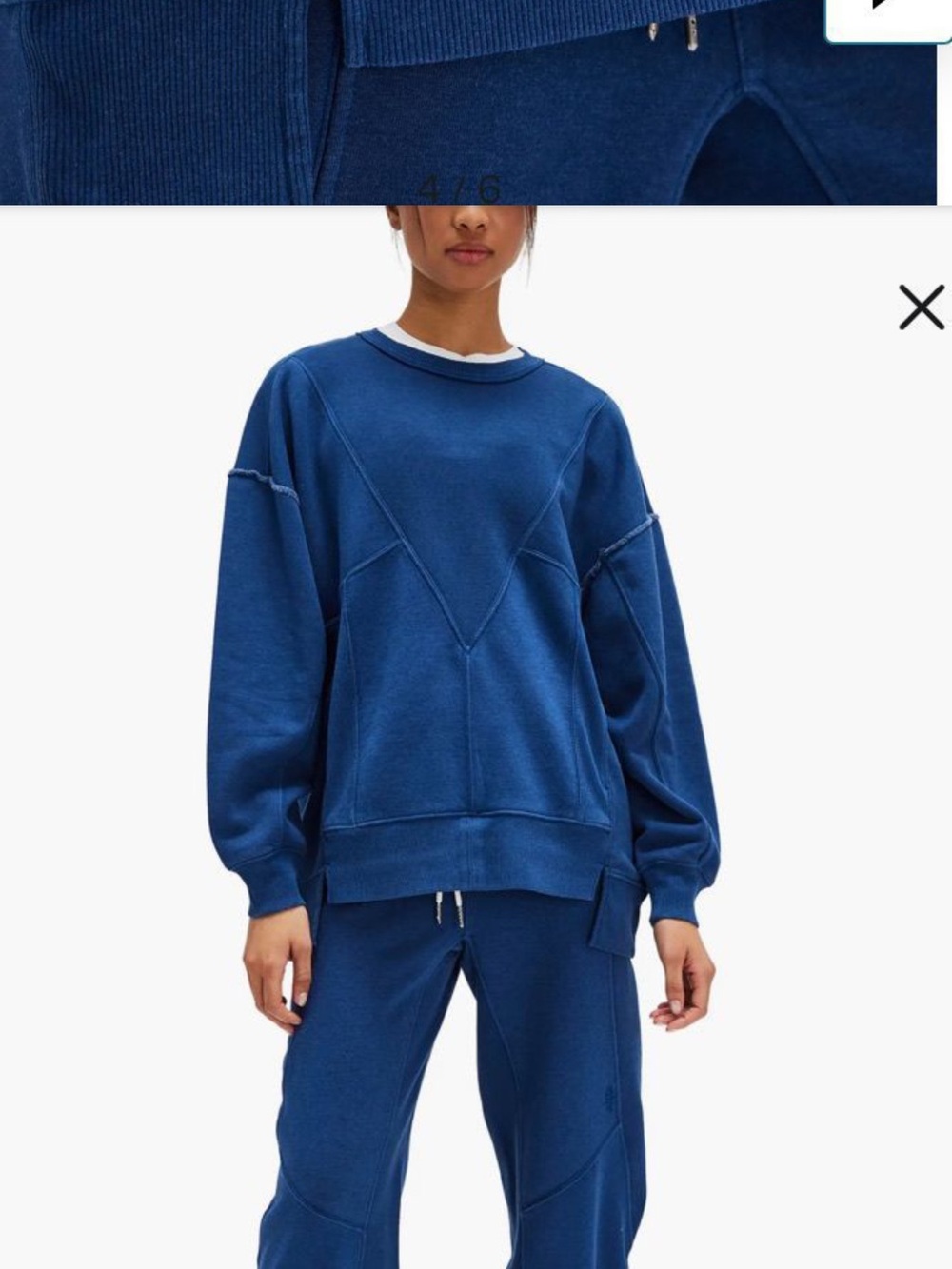Free People Blue Oversized Crewneck Sweatshirt